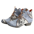 CHSHOER Women's Retro Newspaper Print Low Heel Comfortable Casual Ankle Boots