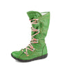CHSHOER Snake-Embossed Leather and PU Upper Lace Decoration Women's Tall Boot