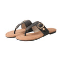CHSHOER Women's Top-Grain Leather Metal Buckle Toe-Loop Flip-Flop Sandals: Stylish Flat Indoor Slippers crafted from Genuine Leather