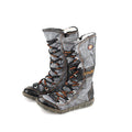 CHSHOER Washed Contrast-Stitch Lace Eyes Side Zipper Women's Snow Boots