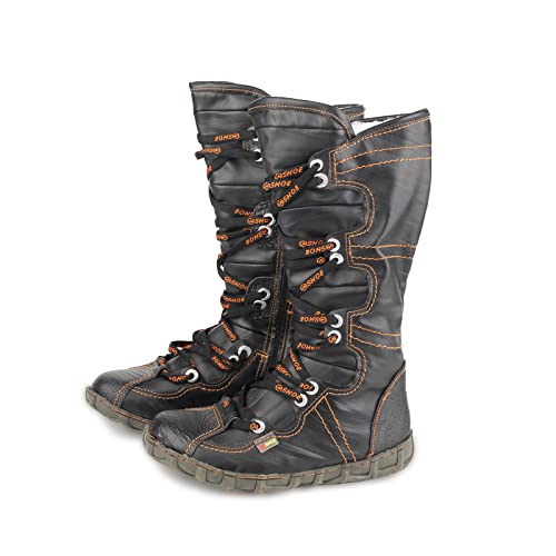 CHSHOER Snake-Embossed Leather and PU Upper Lace Decoration Women's Tall Boot