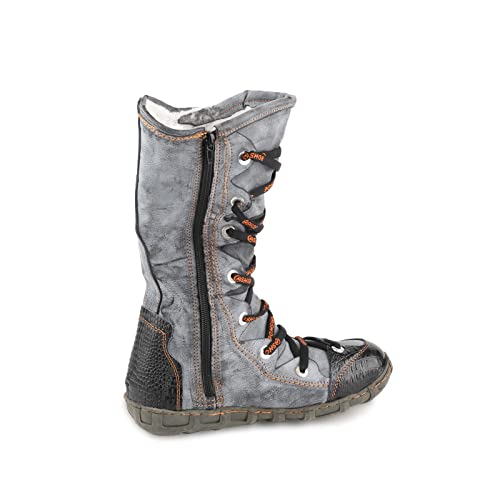 CHSHOER Washed Contrast-Stitch Lace Eyes Side Zipper Women's Snow Boots