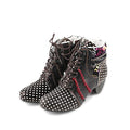 CHSHOER Women's Handcrafted Polka Dot Ankle Boots — Retro Artistic Design, Fleece-Lined, Lace-Up Mid-Heel Style