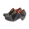 CHSHOER Women's Vintage Polka Dot Lace - Up Mid - Heel Genuine Leather Oxford Shoes