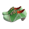 CHSHOER Women's Vintage Polka Dot Lace - Up Mid - Heel Genuine Leather Oxford Shoes